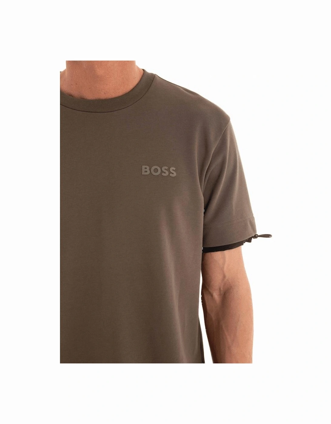 P-Tessin Cotton Adjustable Sleeve Khaki T-Shirt