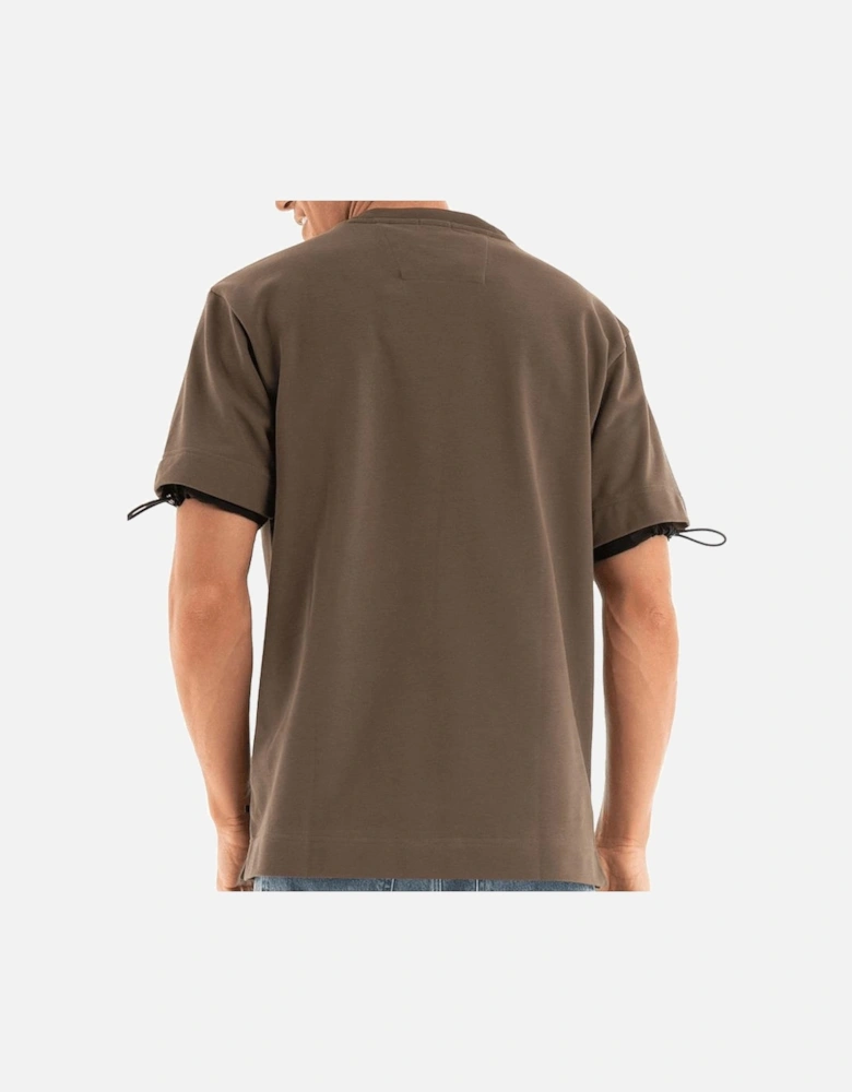P-Tessin Cotton Adjustable Sleeve Khaki T-Shirt