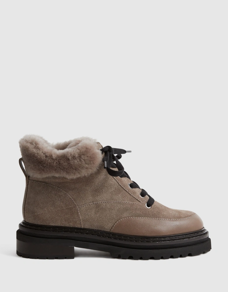 Suede Faux Fur Hiking Boots