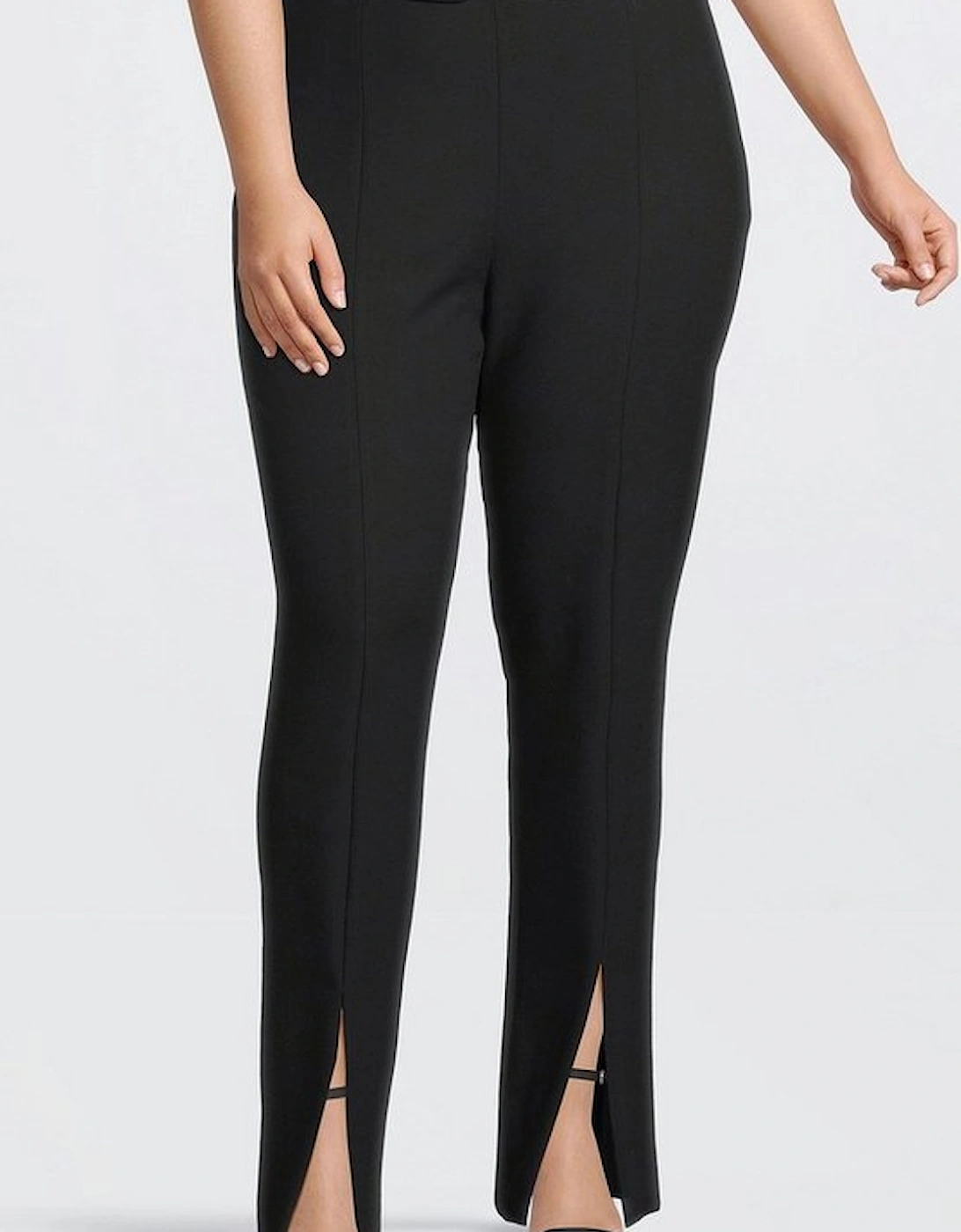 Plus Size Tailored Compact Stretch Split Hem Straight Trousers, 5 of 4