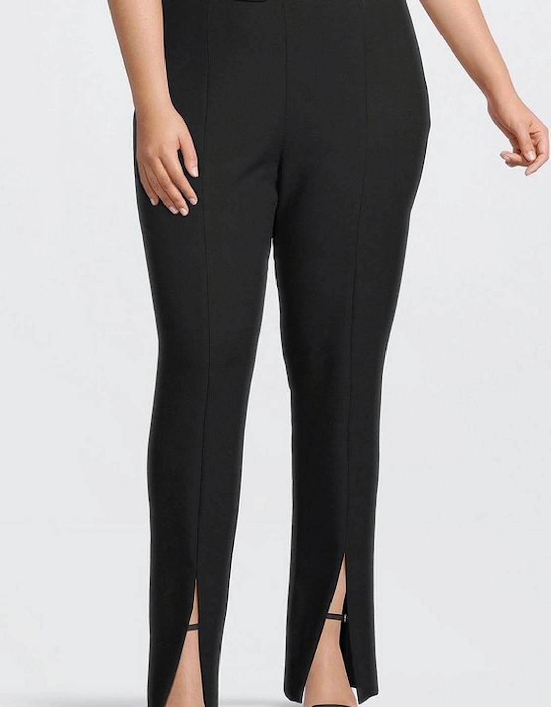 Plus Size Tailored Compact Stretch Split Hem Straight Trouser, 5 of 4