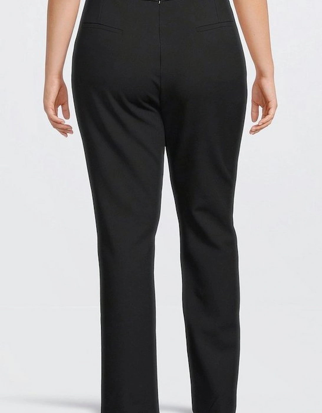 Plus Size Tailored Compact Stretch Split Hem Straight Trousers
