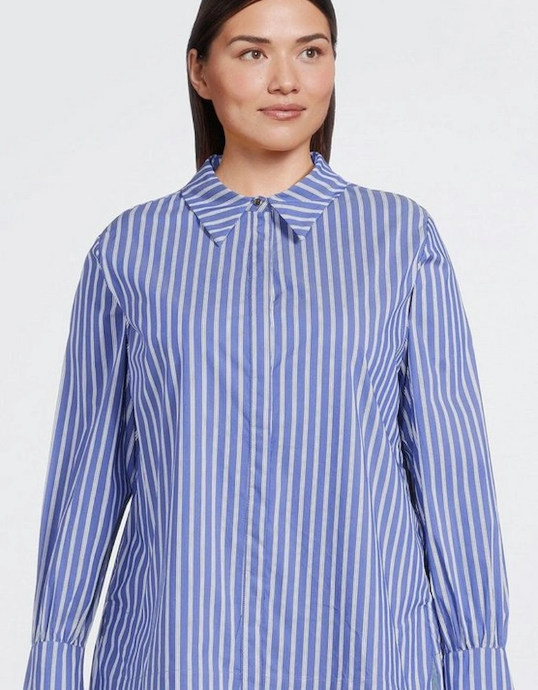 Plus Size Cotton Poplin Button Sleeve Detail Woven Shirt
