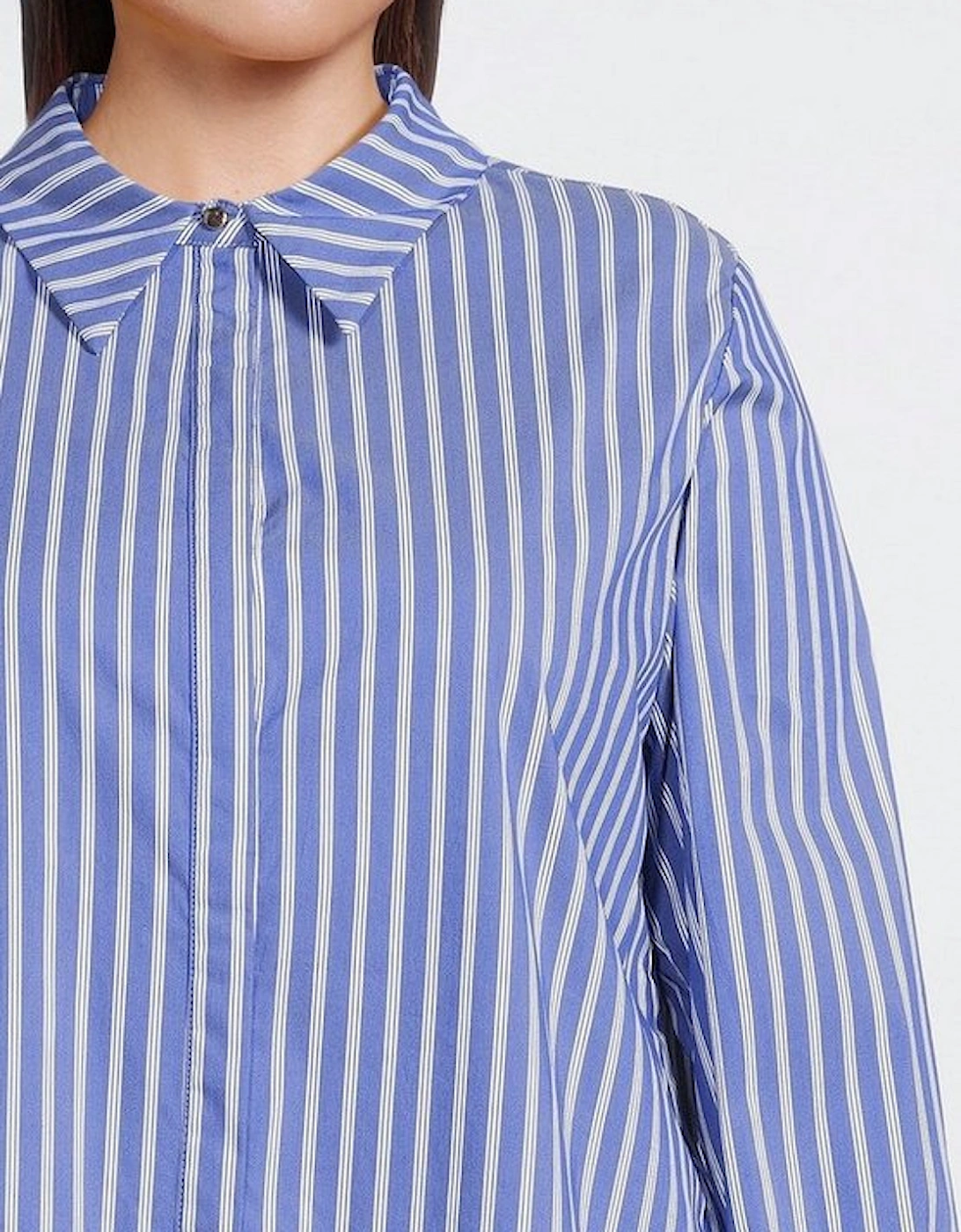 Plus Size Cotton Poplin Button Sleeve Detail Woven Shirt