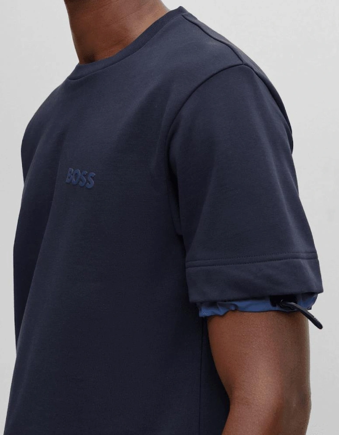 P-Tessin Cotton Adjustable Sleeve Navy T-Shirt