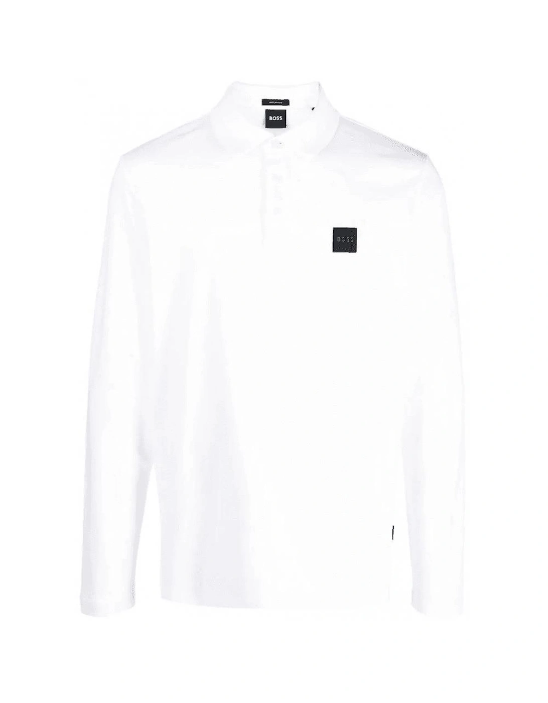 Pado 08 Rubberised Logo Long Sleeve White Polo Shirt, 5 of 4