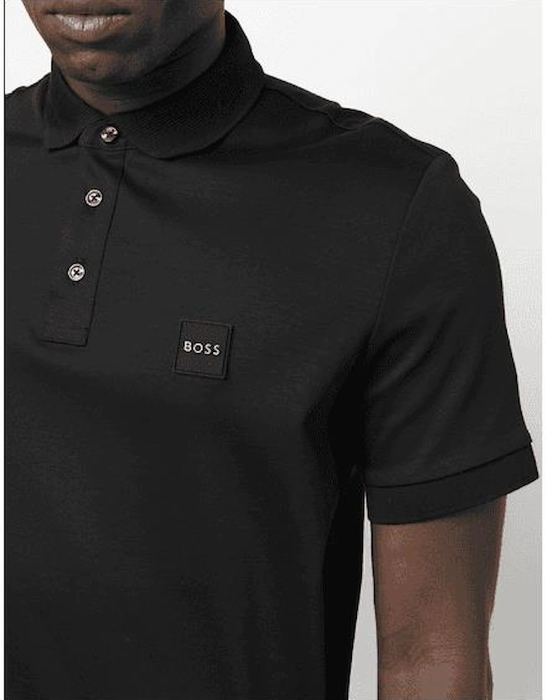 Parlay 143 Cotton Patch Logo Black Polo Shirt