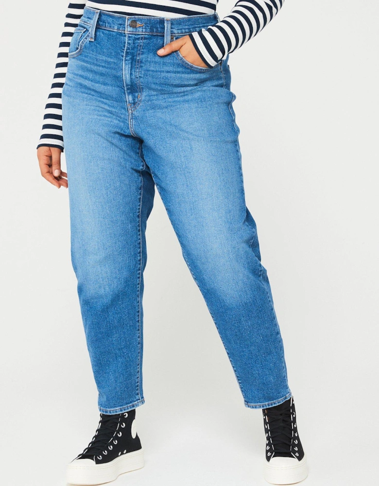 Plus High Waisted Mom Jean - Medium Indigo