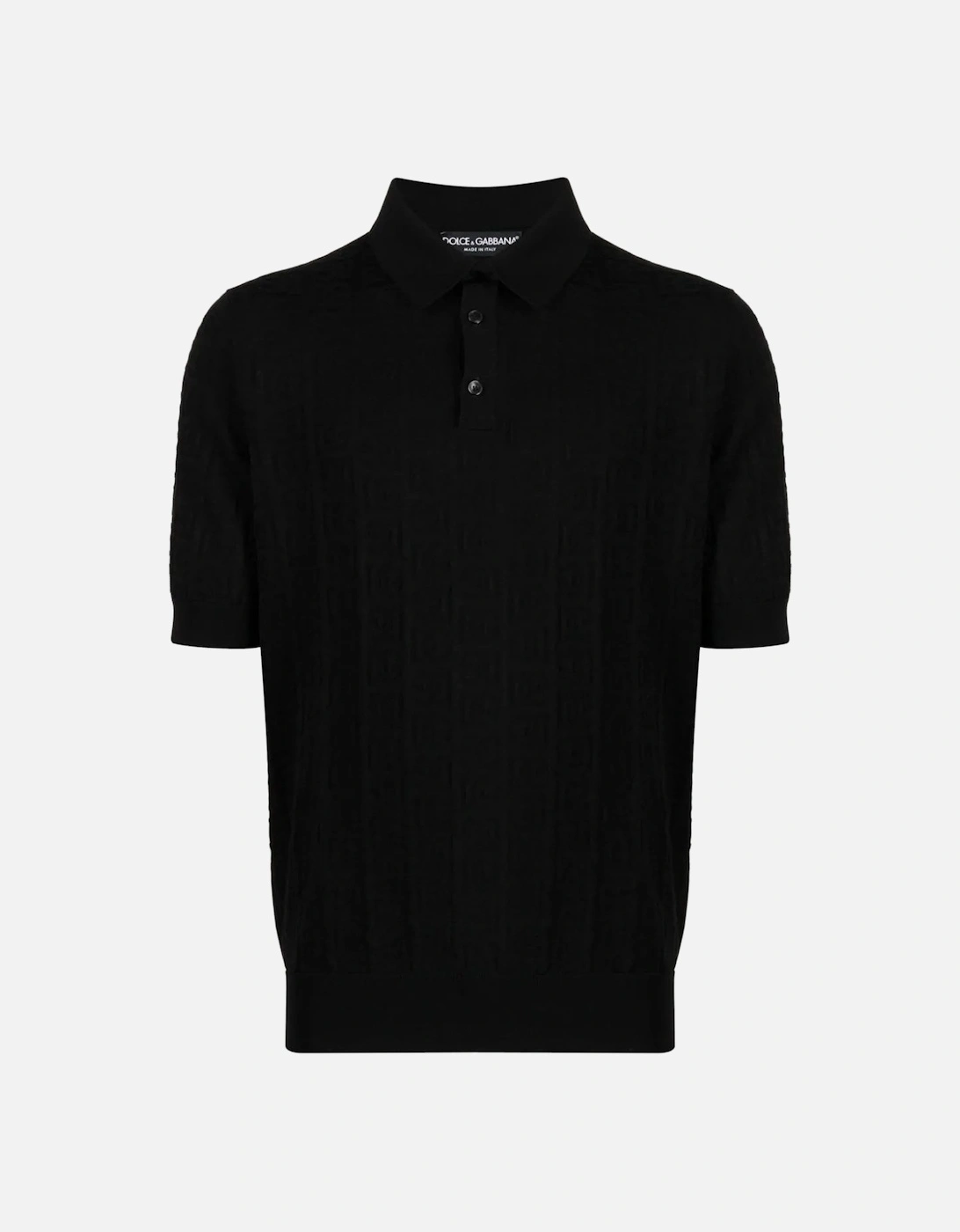 Woven Logo Knitted Polo Black, 6 of 5