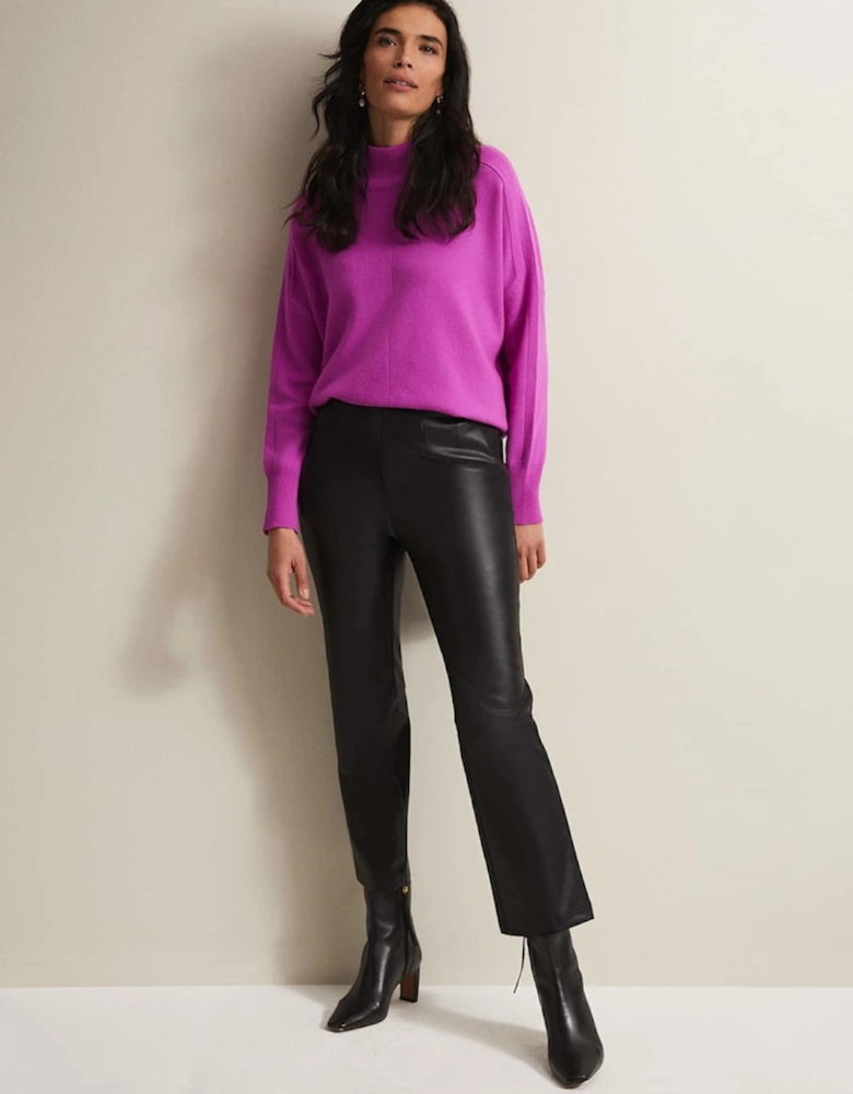 Marielle Black Faux Leather Cropped Trousers