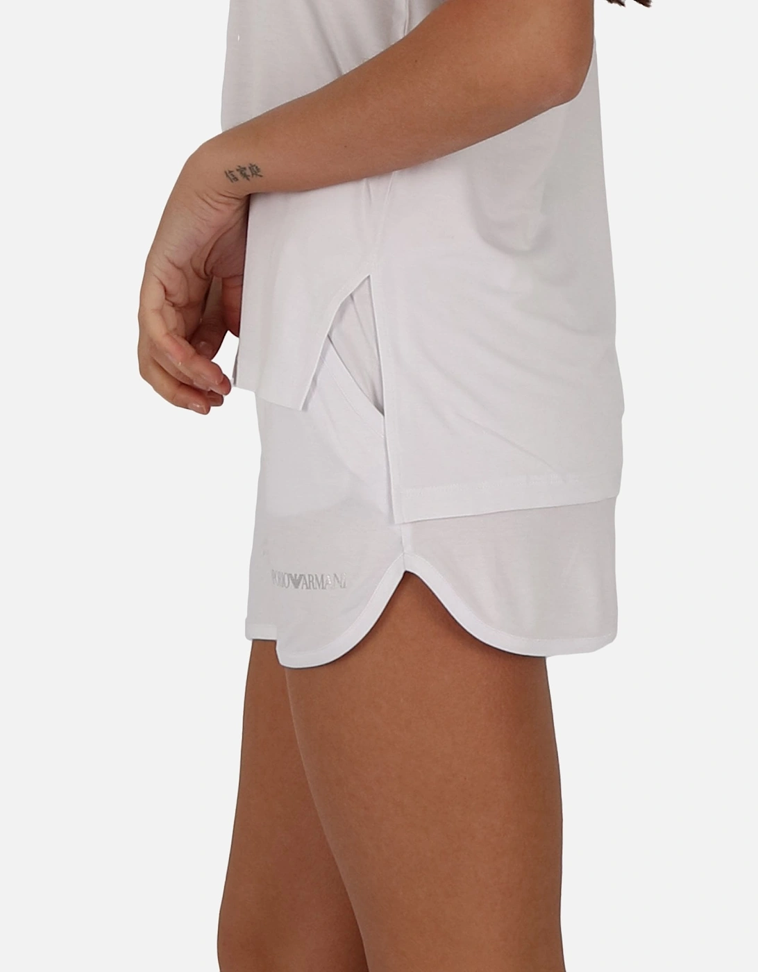Knit Logo White Shorts