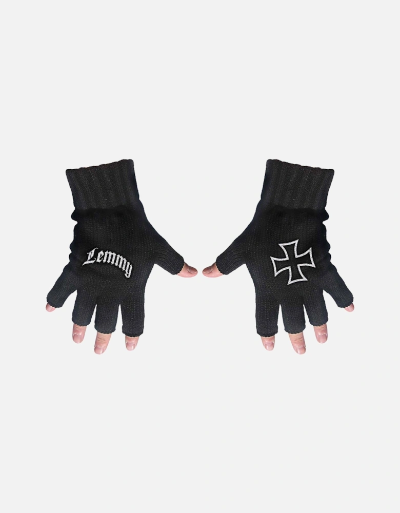 Unisex Adult Logo Iron Cross Fingerless Gloves