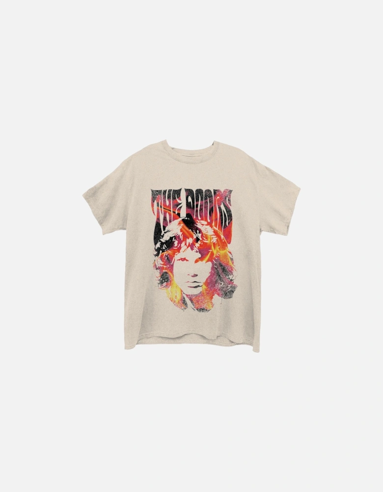 Unisex Adult Jim Morrison Face Fire Cotton T-Shirt