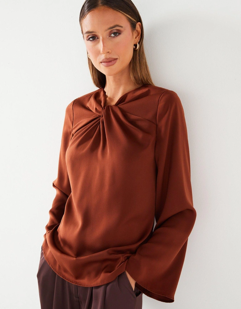 Satin Twist Neck Blouse