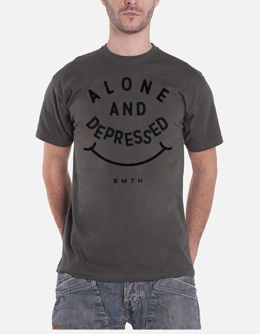 Unisex Adult Alone & Depressed Cotton T-Shirt, 2 of 1
