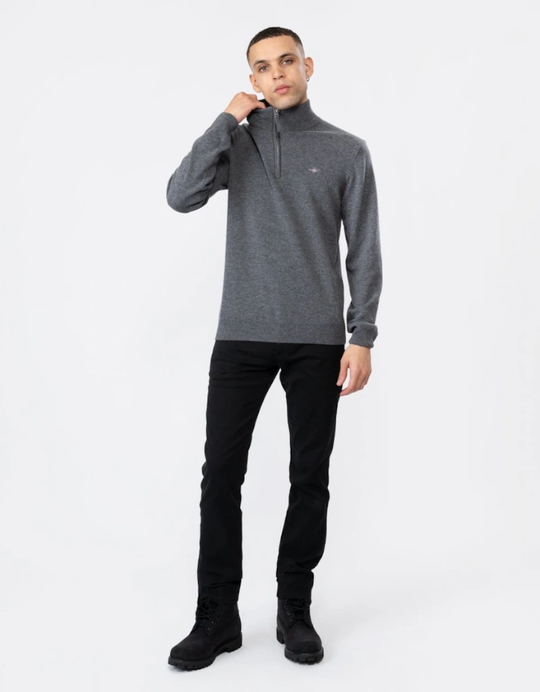 Mens Superfine Lambswool Half Zip Cardigan