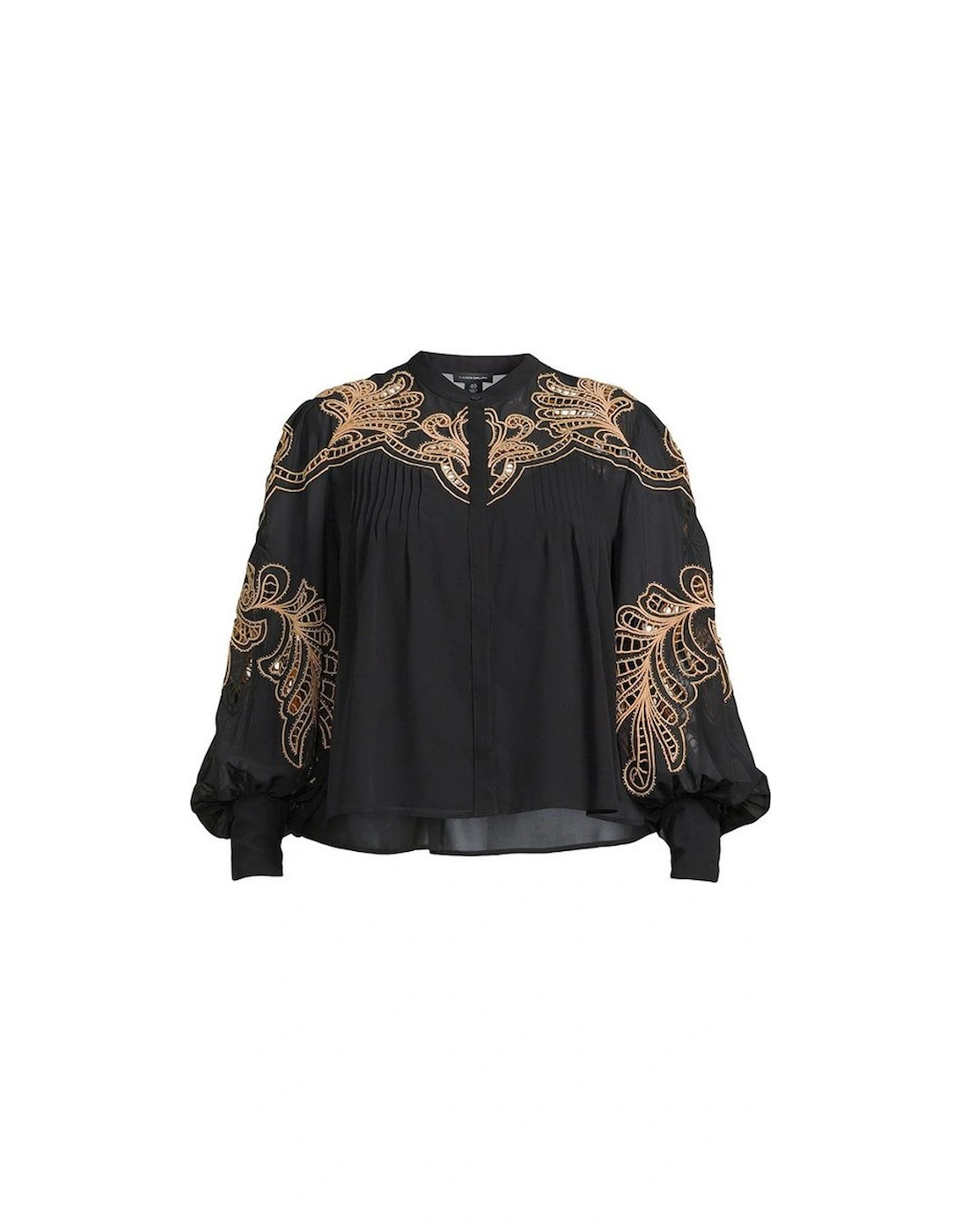 Plus Size Cutwork Embroidered Woven Blouse