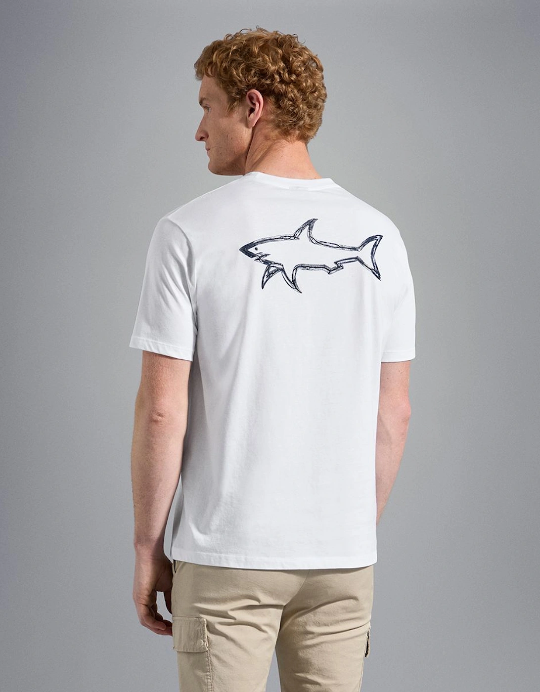 Organic Cotton T-Shirt with Shark Print 010 White, 4 of 3