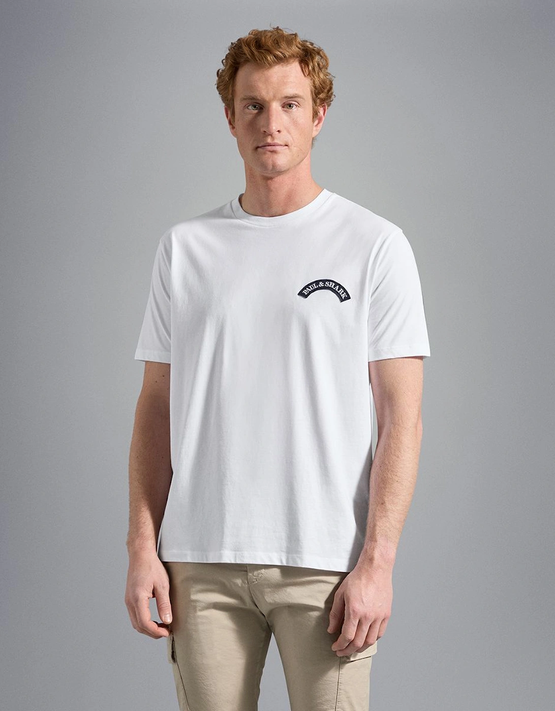 Organic Cotton T-Shirt with Shark Print 010 White