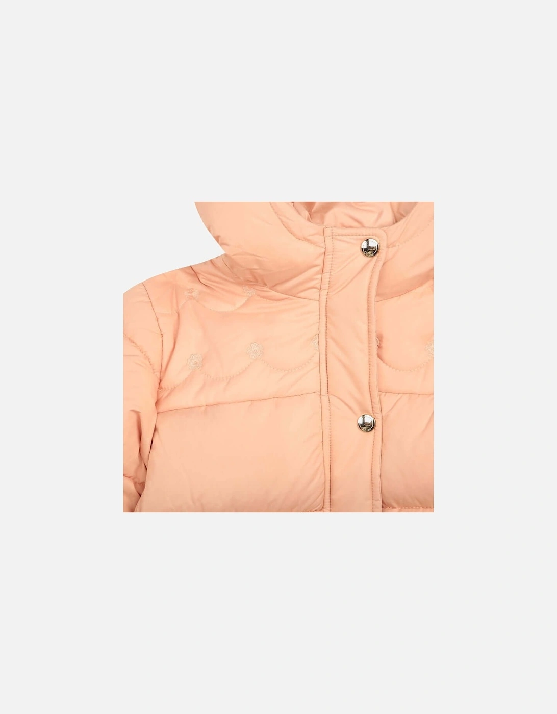 Girls Peach Quilted Puffer Jacket