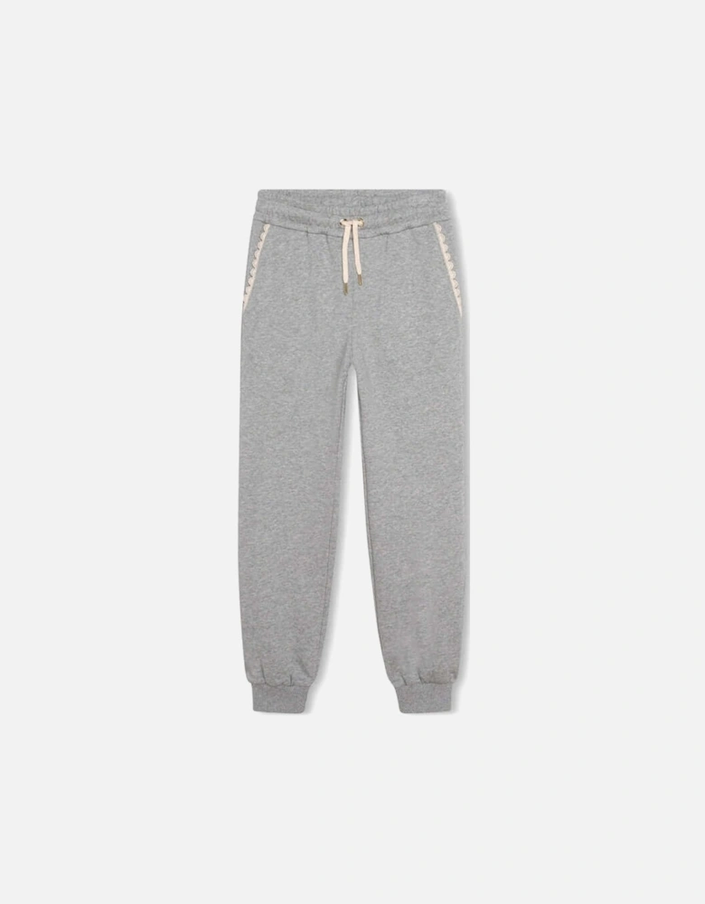 Girls Grey organic fleece Jogging Bottoms