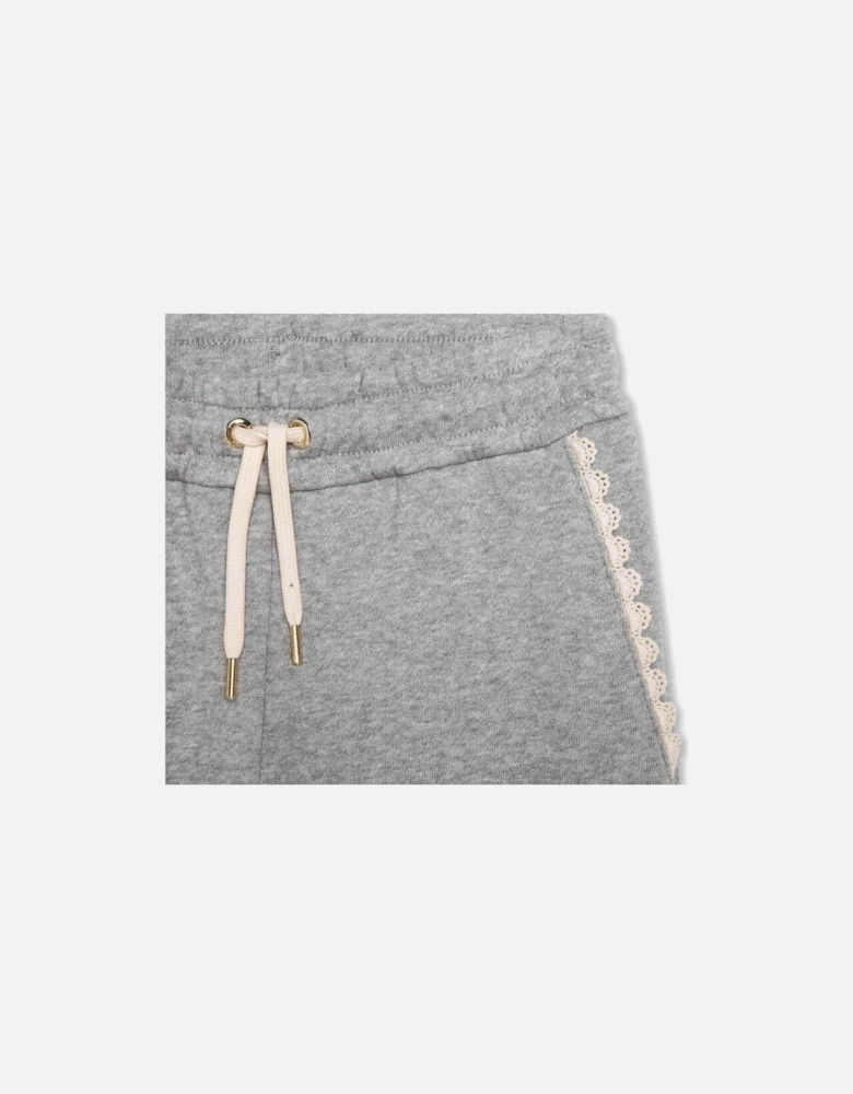 Girls Grey organic fleece Jogging Bottoms