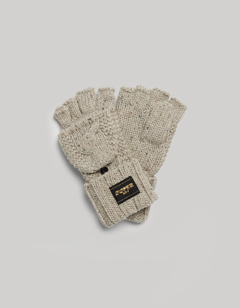 Cable Knit Gloves Beige