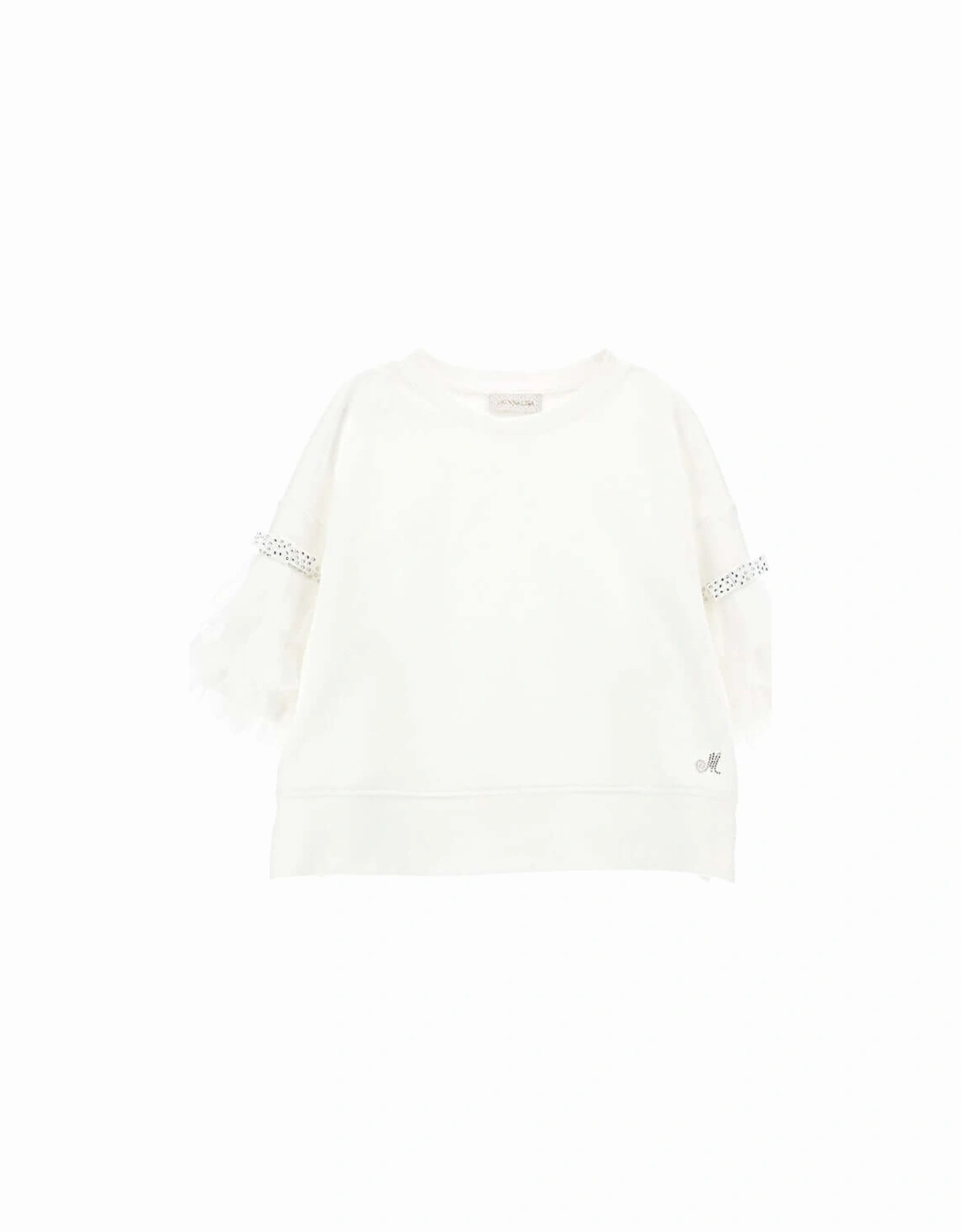 Girls White Tulle Sweater, 4 of 3