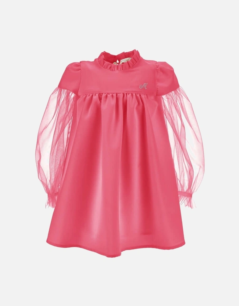 Girls Pink Dress with Tulle Sleeves