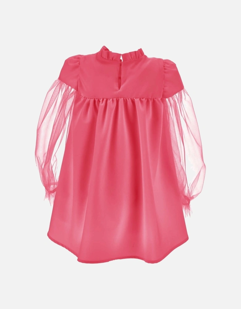 Girls Pink Dress with Tulle Sleeves