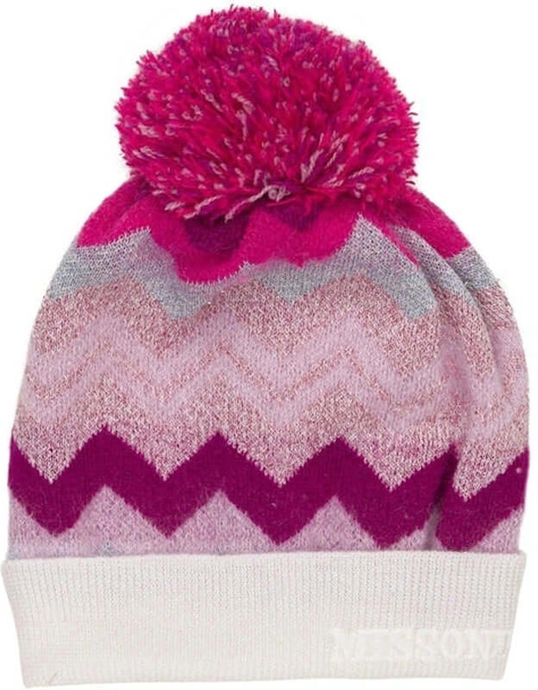 Girls Pink Zig Zag Knitted Hat, 2 of 1