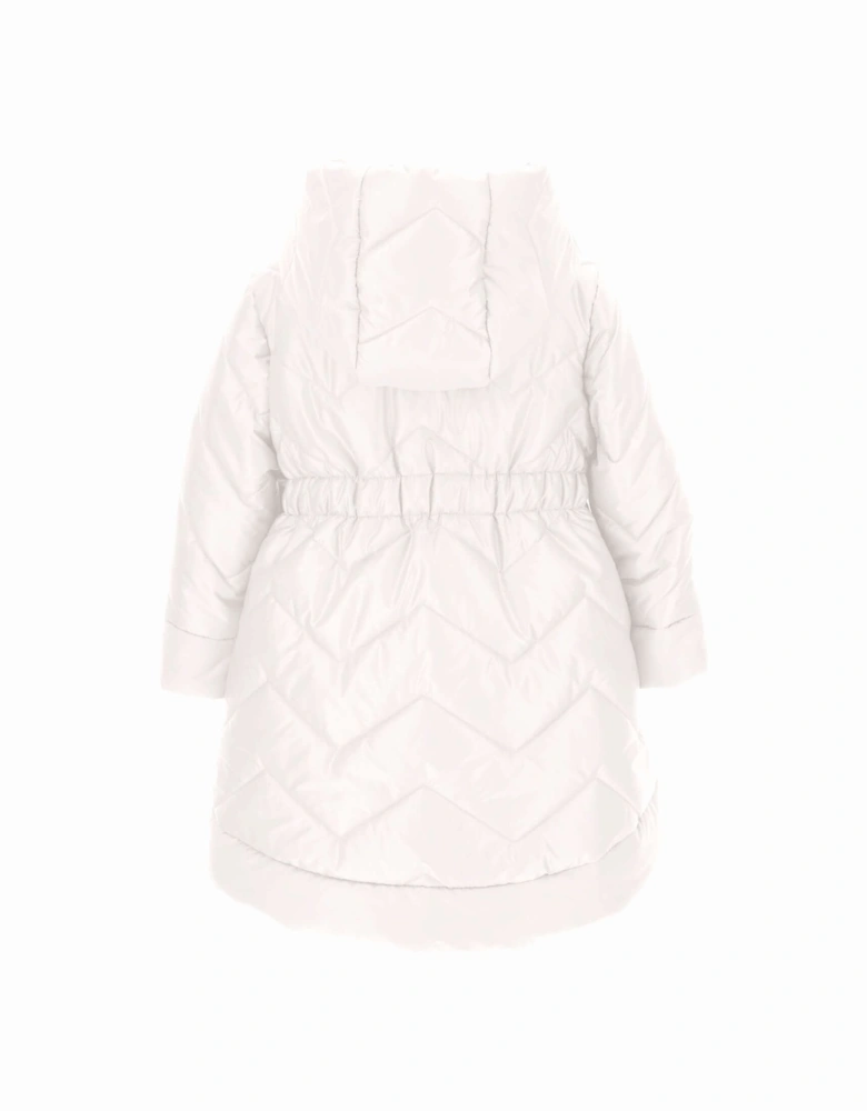 Girls White Quilted Jacket