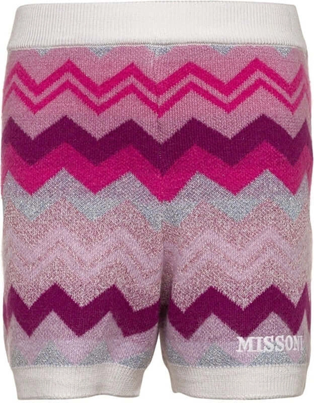 Girls Pink Knitted Zig Zag Shorts, 4 of 3