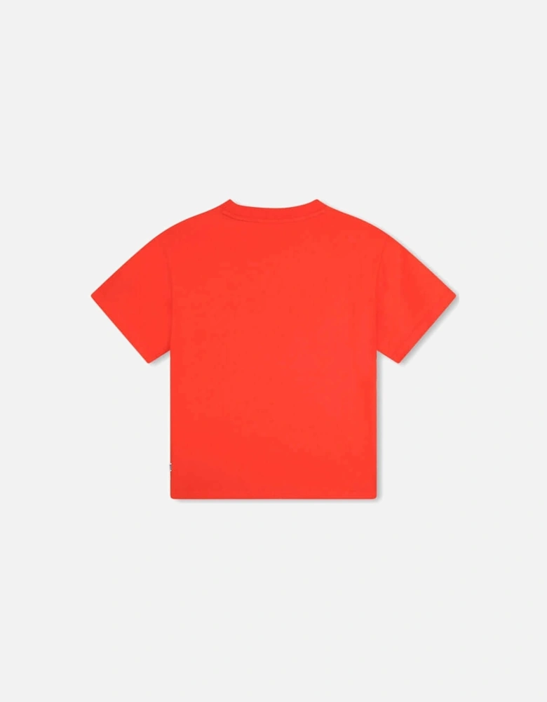 Boys Orange Logo Short Sleeve T-Shirt
