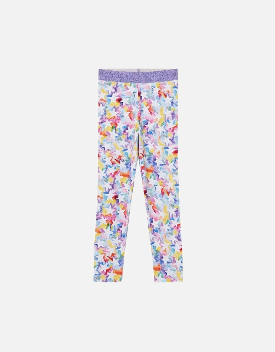 Girls Multicolour Star Leggings, 2 of 1