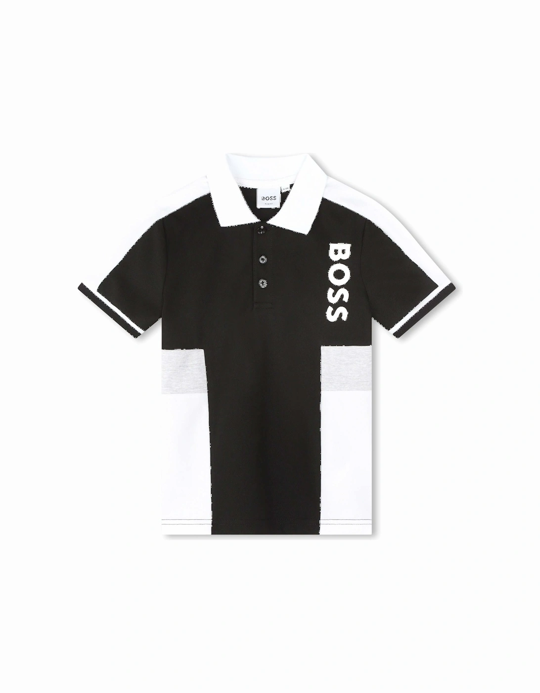 Boys Black Short Sleeve Polo, 2 of 1