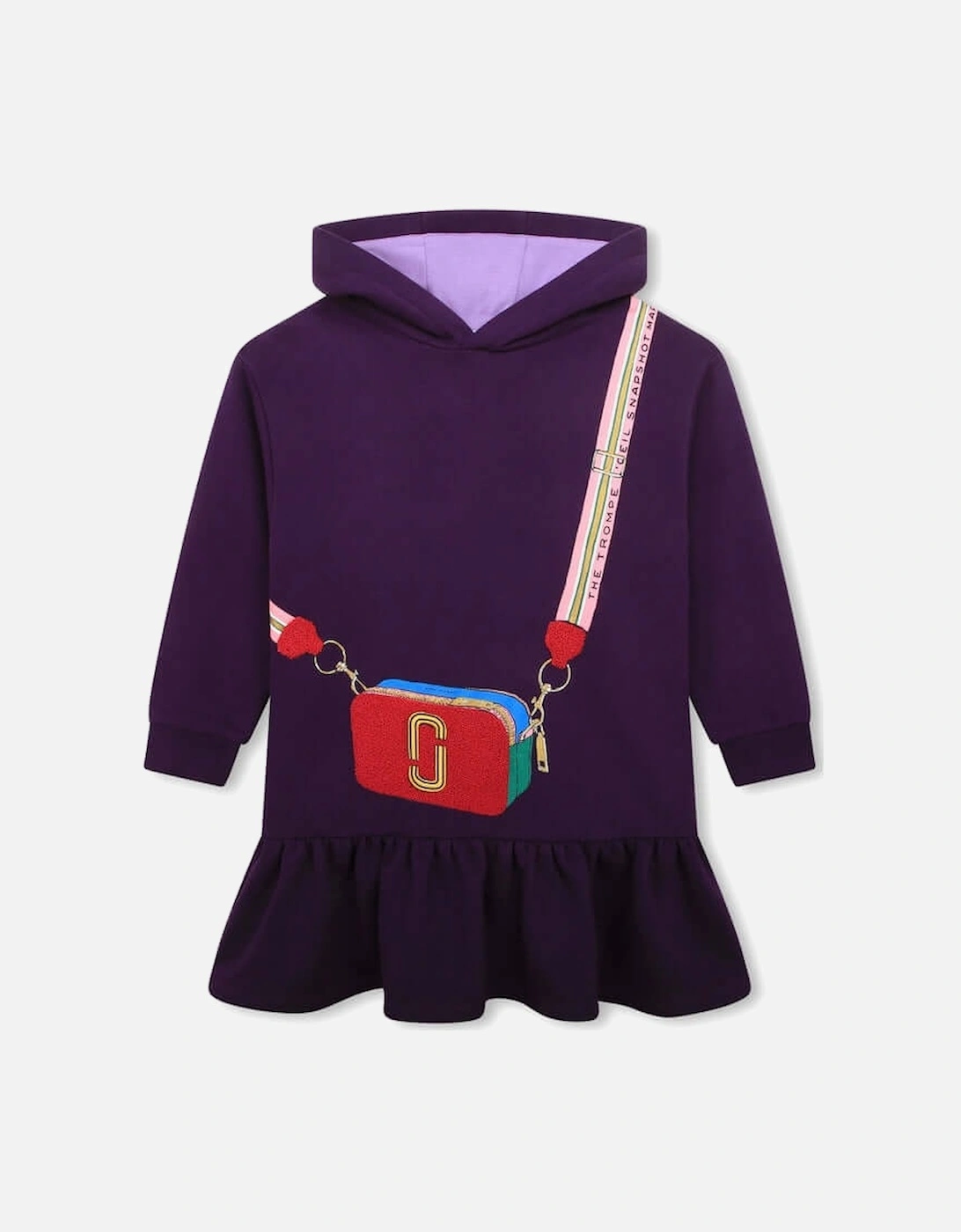 Girls Purple Hooded Bag Dress, 5 of 4
