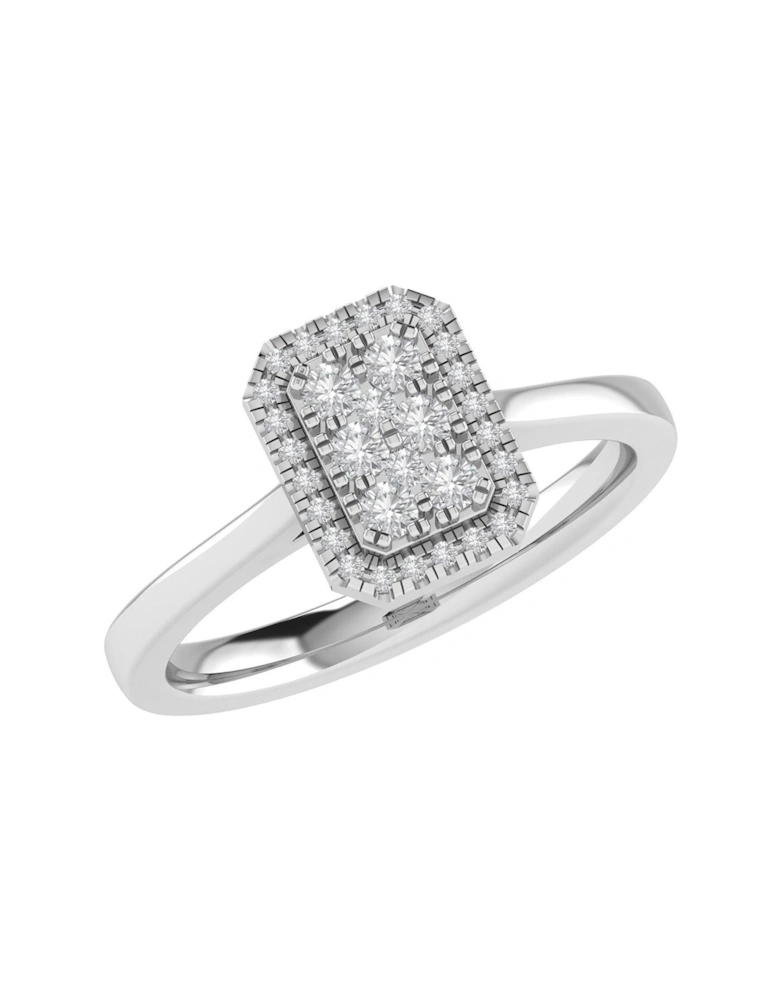 Eliza 9ct White Gold Lab Grown Emerald Cut 0.33ct G VS Diamond Ring