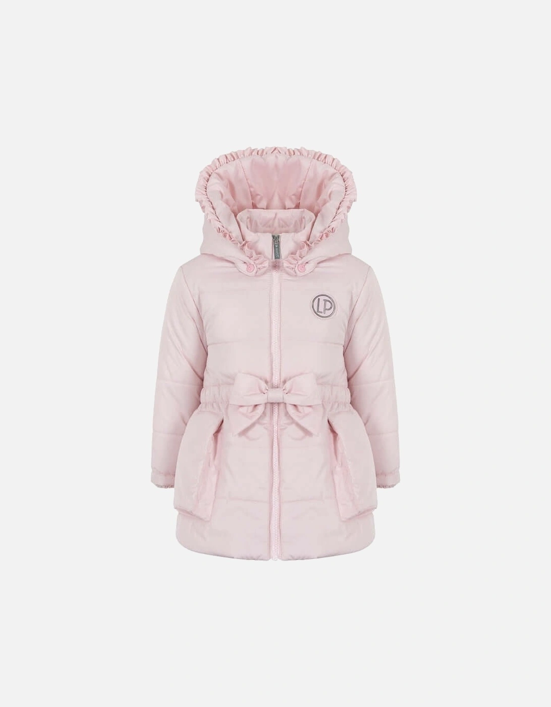 Girls Pink Bow Padded Coat, 5 of 4