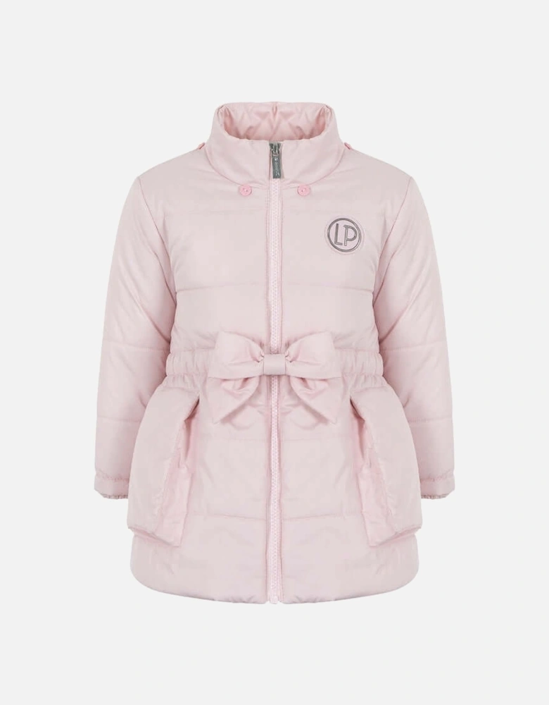 Girls Pink Bow Padded Coat