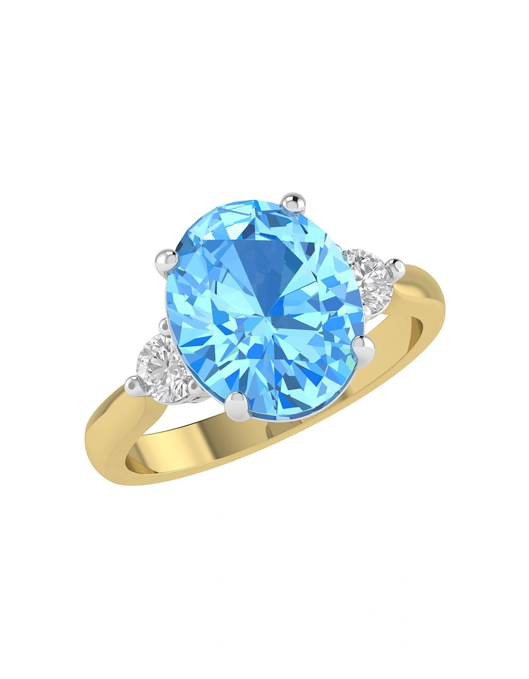 Lottie 9ct Gold Natural Blue Topaz 12x10mm Oval cut 0.35ct Lab Grown Diamond  Ring, 3 of 2