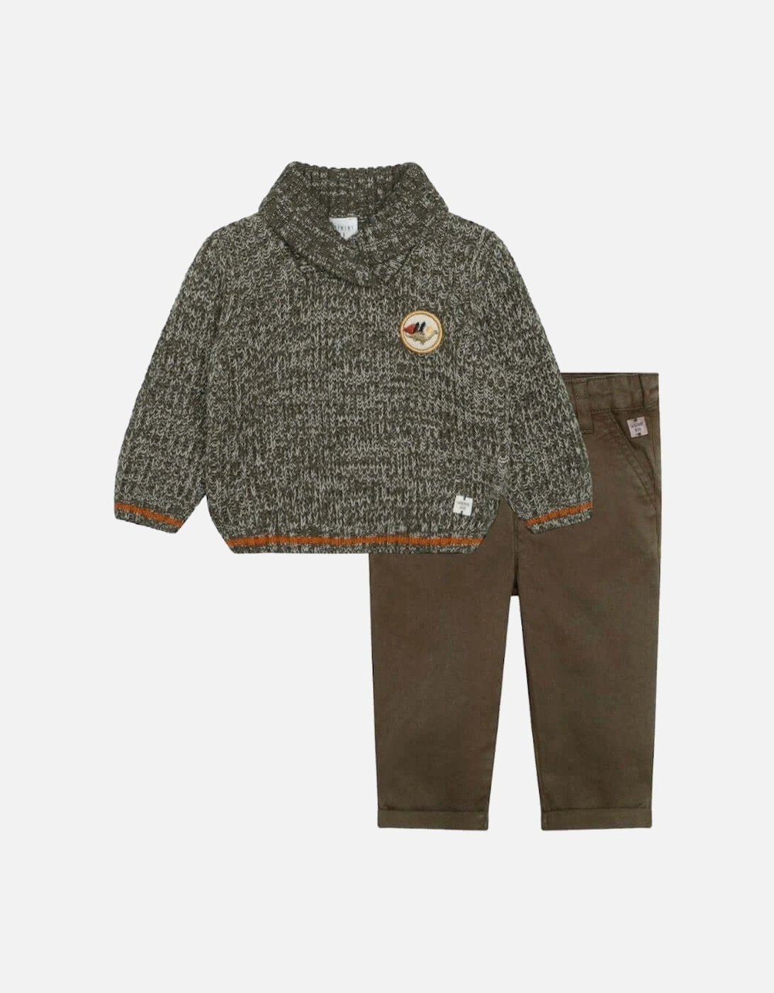 Boys Khaki Wool Jumper & Trousers, 4 of 3