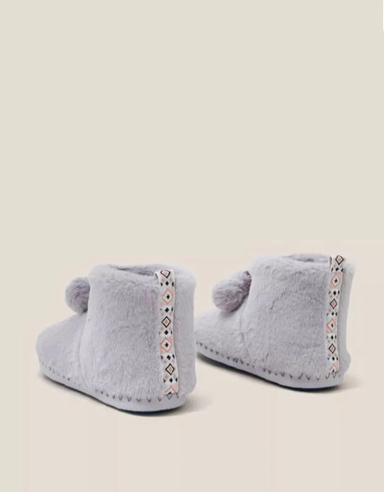 Women's Faux Fur Bootie Slipper Light Grey