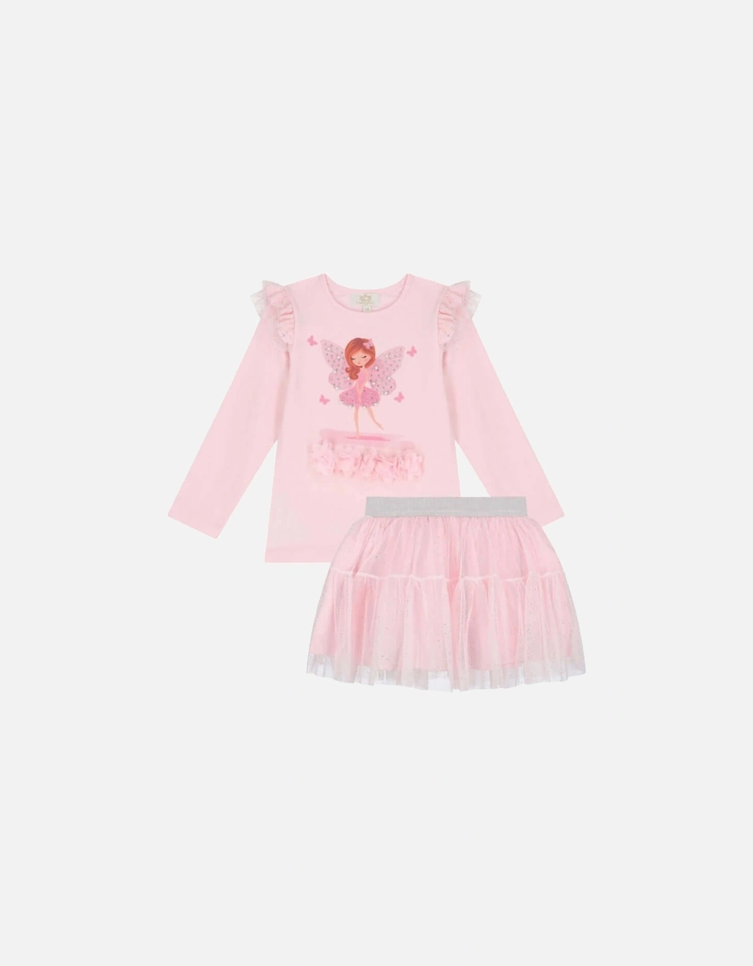 Girls Pink Tulle Fairy Sparkle Skirt Set, 3 of 2