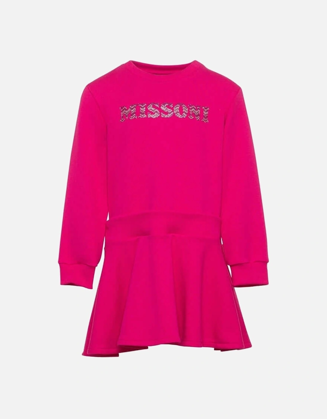 Girls Pink Logo Jersey Dress, 3 of 2