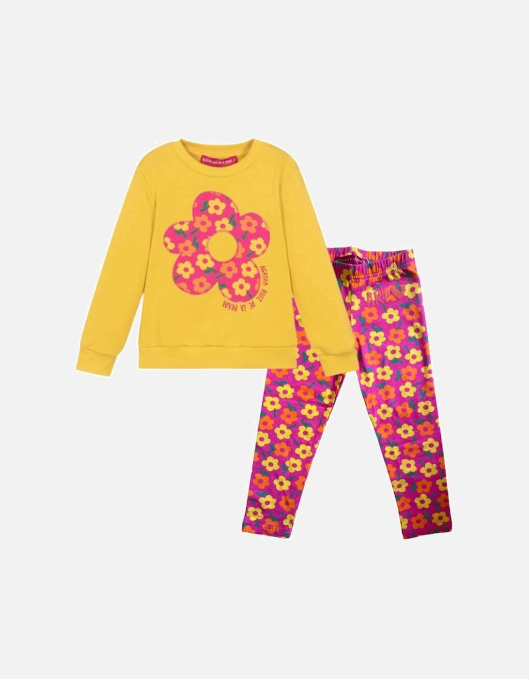 Girls Yellow  Flower Legging Set, 2 of 1