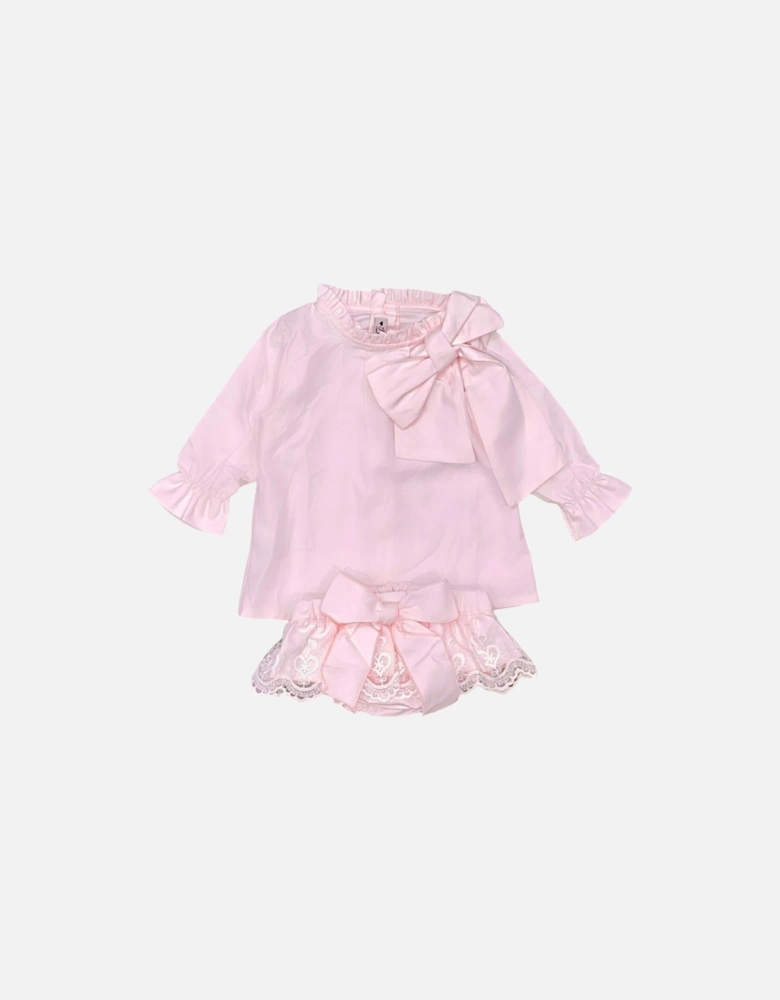 Baby Girls Pink Blouse & Bloomers