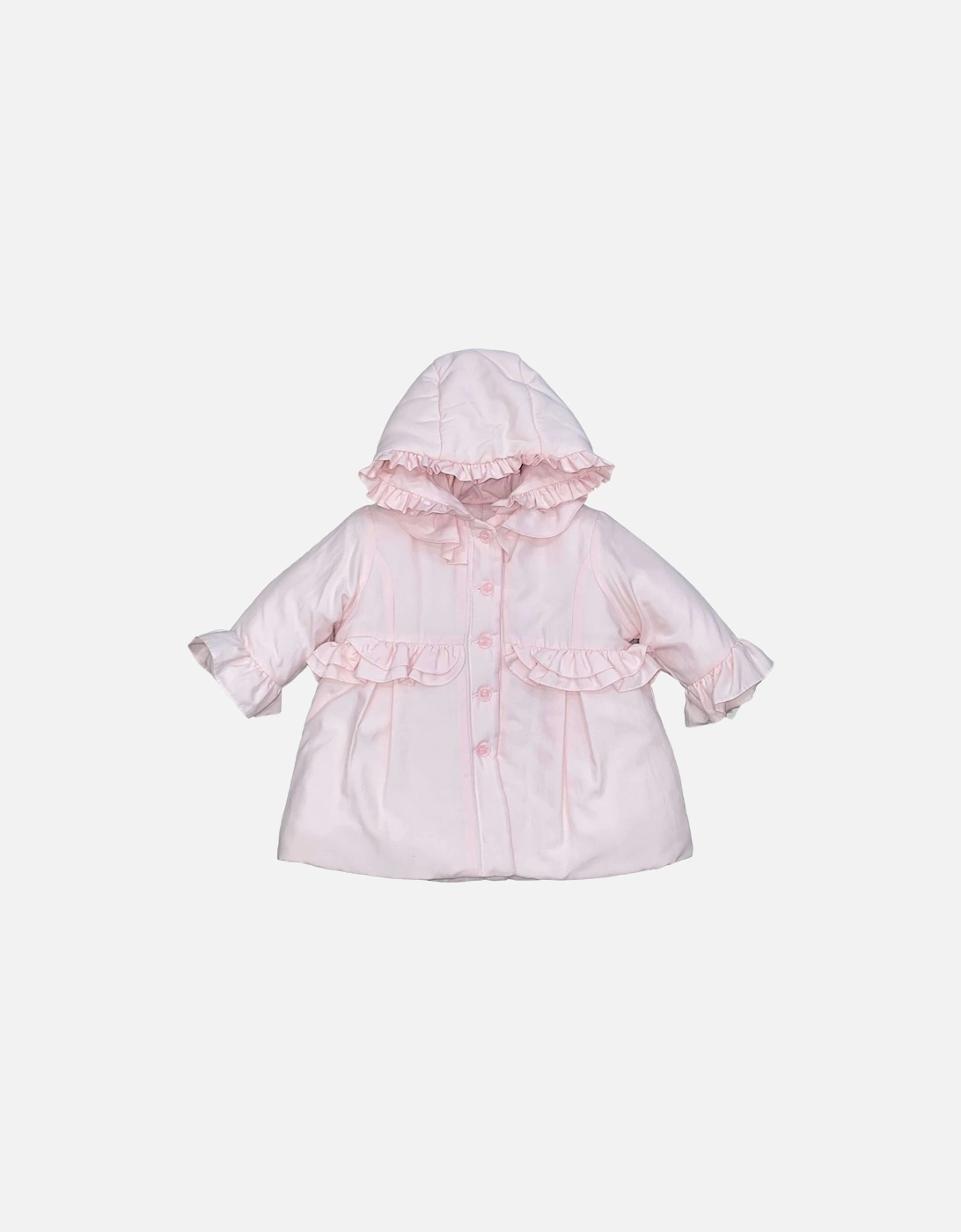 Girls Pink Frill Coat, 2 of 1