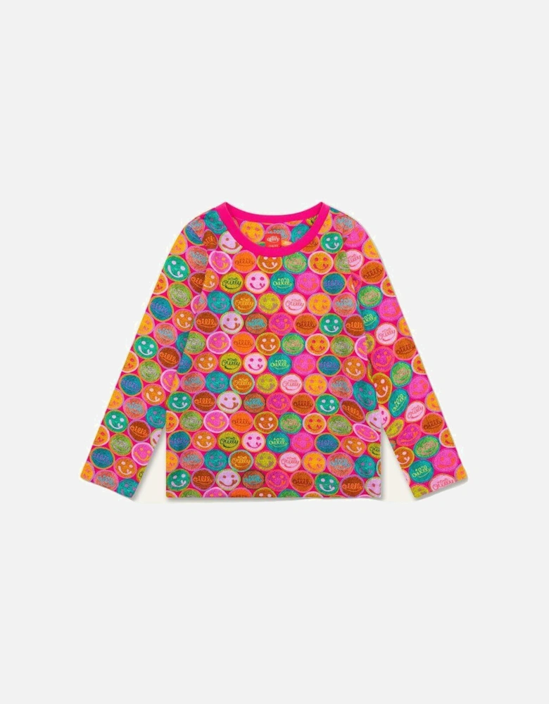 Girls Pink Smiley Tolsy T-Shirt