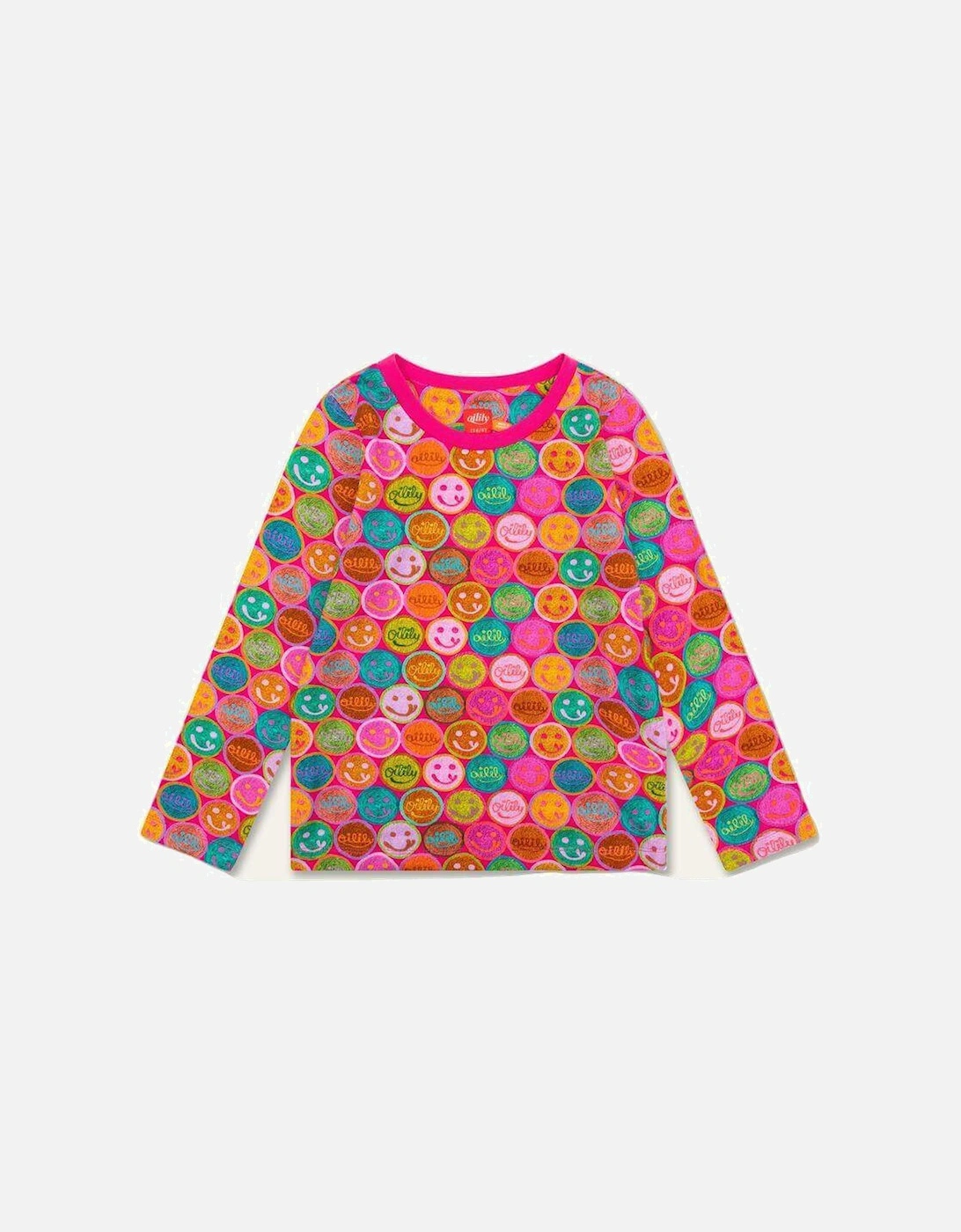 Girls Pink Smiley Tolsy T-Shirt, 3 of 2